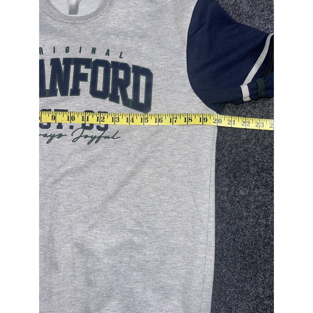 Stanford Graphic Crewneck Sweatshirt Gray Blue Sleeves EST.83 BZ Size Small - Picture 6 of 7